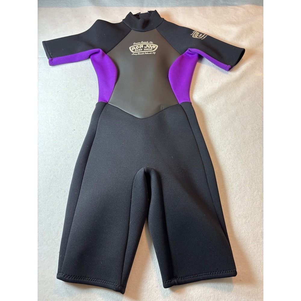 Ron Jon Surf Shop Wetsuit Kids Size 4 Black Purple Excellent Shorty Spring Suit